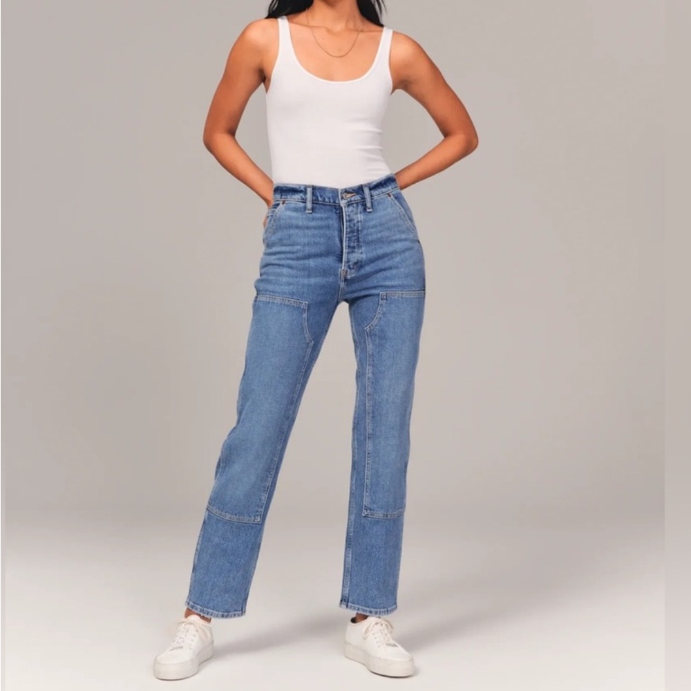 Abercrombie & Fitch The Dad High Rise Carpenter Jeans Pants Size 26 2R